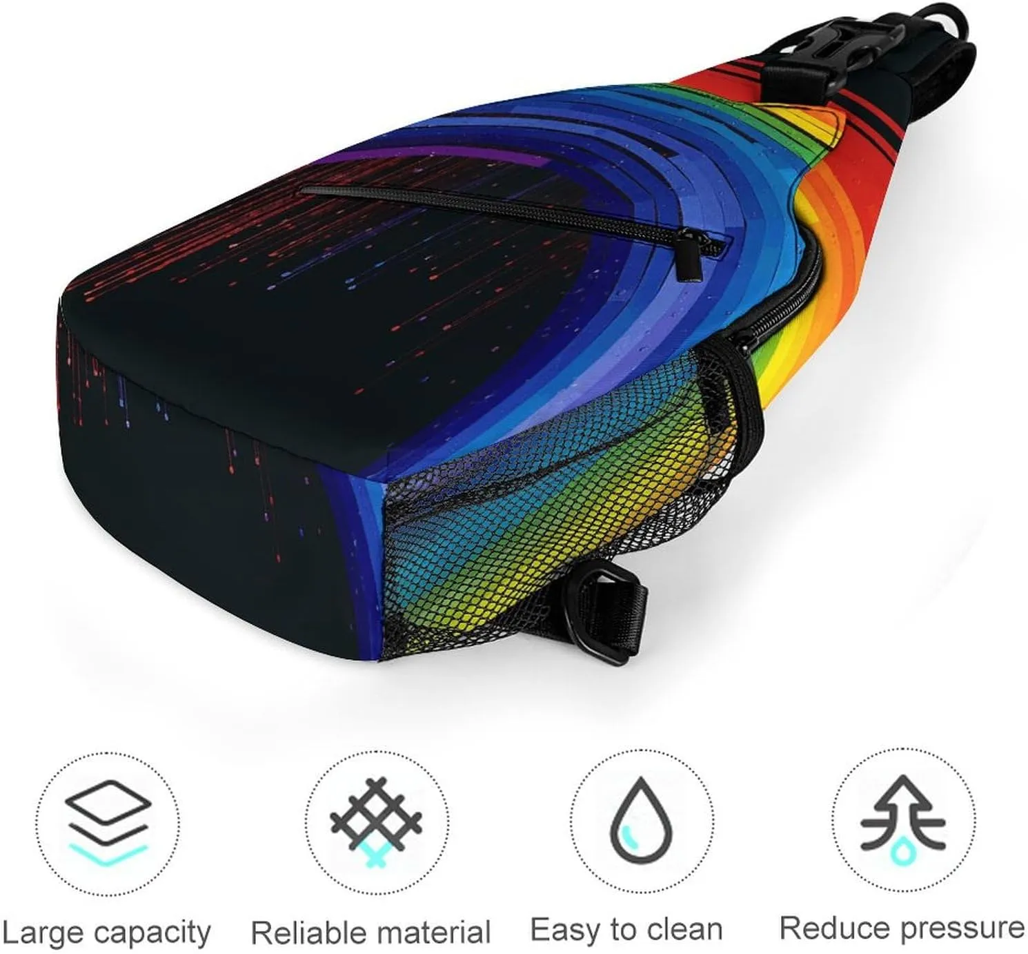 Rainbow Crossbody Bag, Sling Bag, Sling Backpack, Belt Bags for Travel Outdoors Hiking