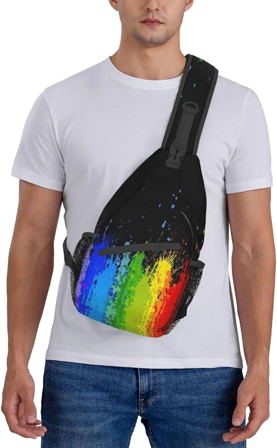 Rainbow LGBT Pride Sling Bag LGBT Crossbody Sling Backpack Multipurpose LGBT Chest Bag for Women Cycling