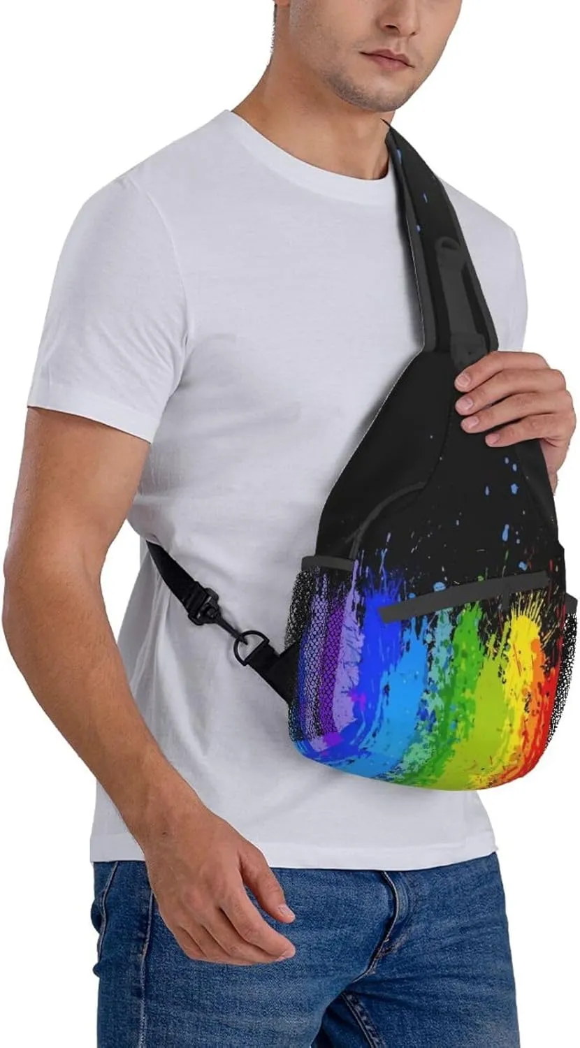 Rainbow LGBT Pride Sling Bag LGBT Crossbody Sling Backpack Multipurpose LGBT Chest Bag for Women Cycling