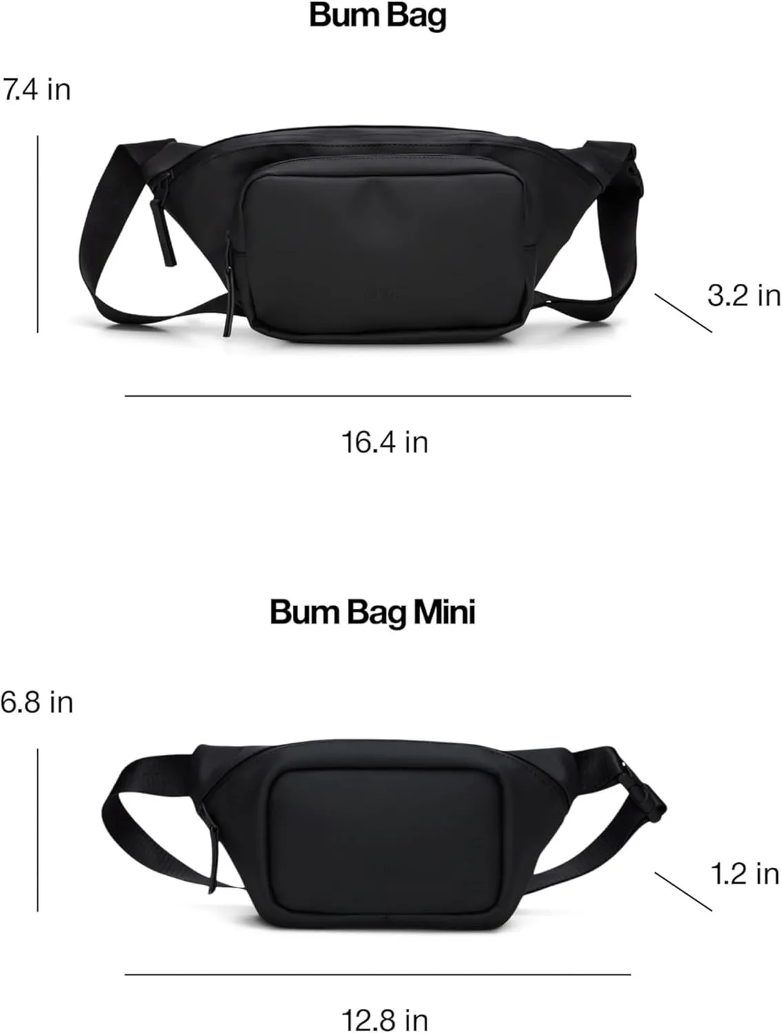 RAINS Unisex Waterproof Bum Bag - Versatile Black Crossbody, Sling, Fanny Pack for Women and Men - Ideal for Travel and Outdoor Activities, Fashion Waist Pack (Black, Regular)