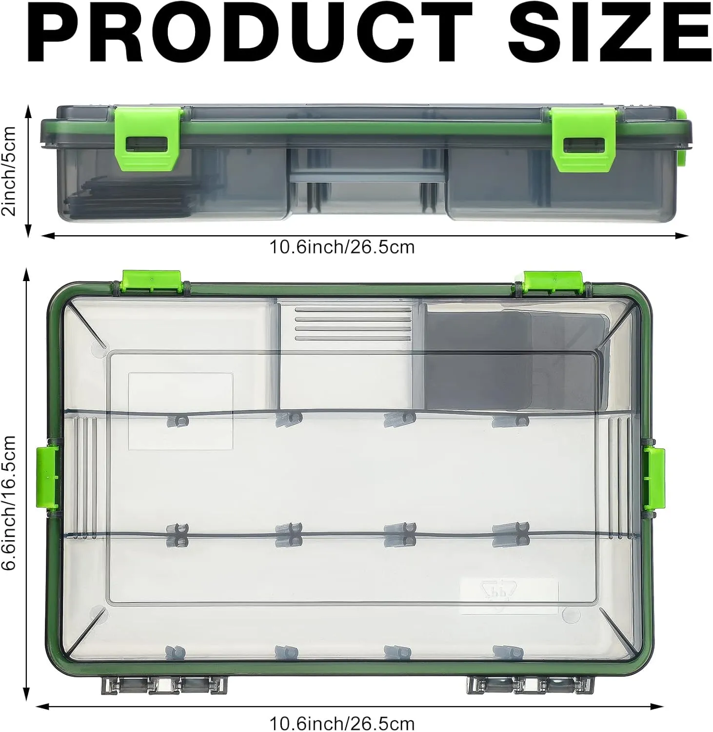 Ramede 6 Pcs Fishing Tackle Boxes Waterproof Airtight Plastic Tackle Box Organizer Transparent Fishing Tackle Storage with Adjustable Dividers for Terminal Tackle Lure Bait Hook(Large)