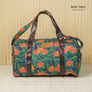Red Hibiscus Square Duffel Bag
