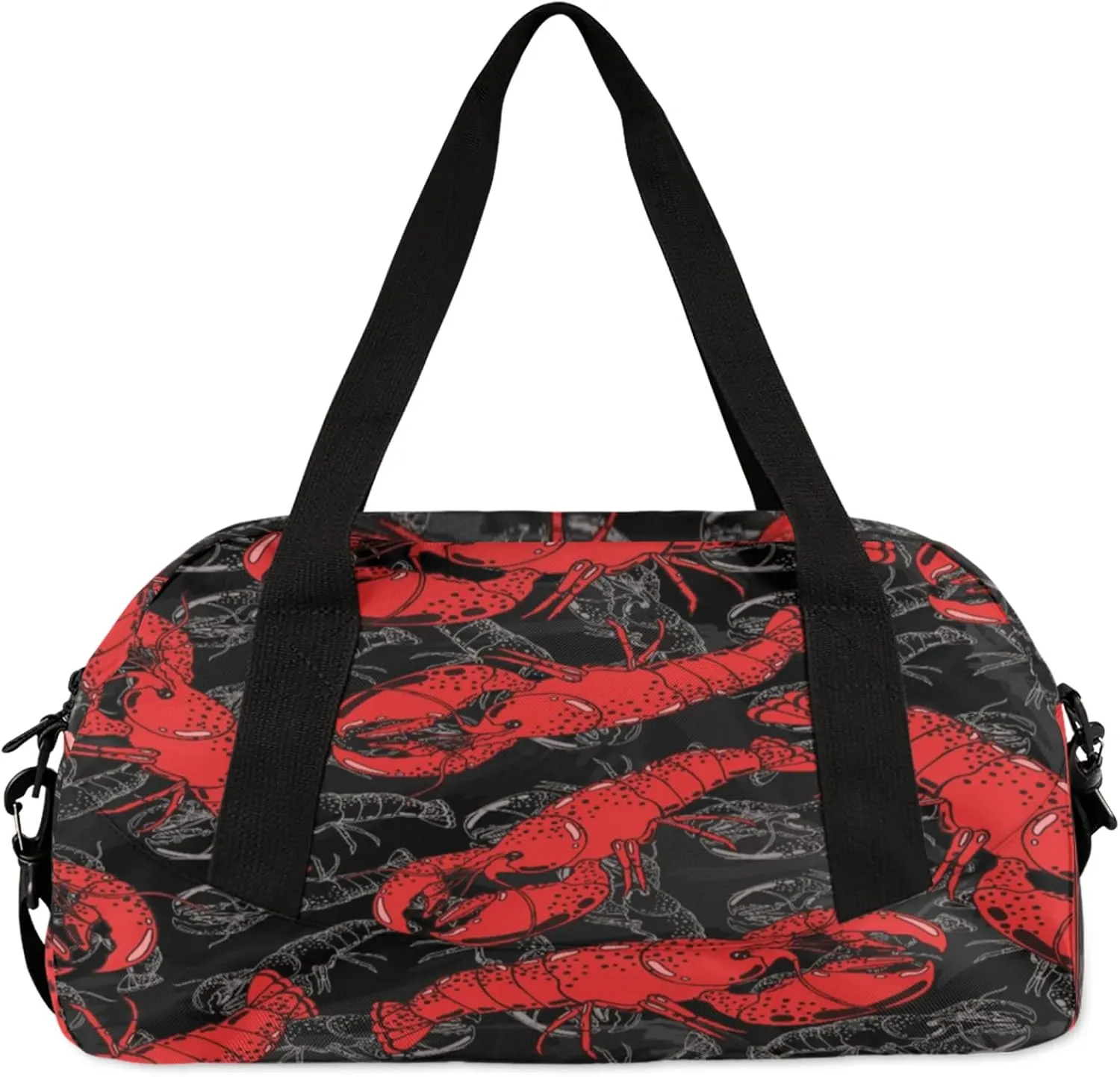 Red Lobster Kids Duffel Bag Lightweight Waterproof Sports Gym Bag with Front Zipper Pocket Foldable Weekender Overnight Bag for School Practice Gymnastic Ballet