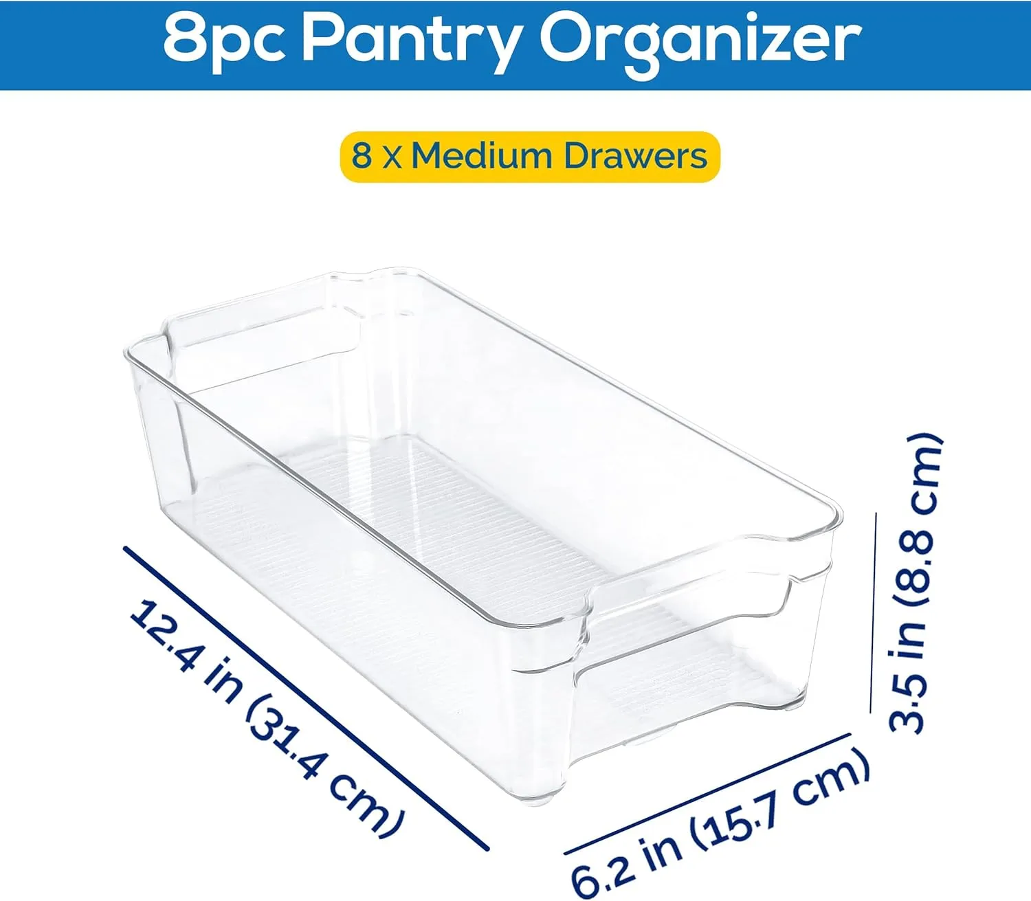 Refrigerator Pantry Organizers, Clear Stackable Pantry Storage Racks for Freezers,Kitchen Countertops and Cabinets (Set of 8 )