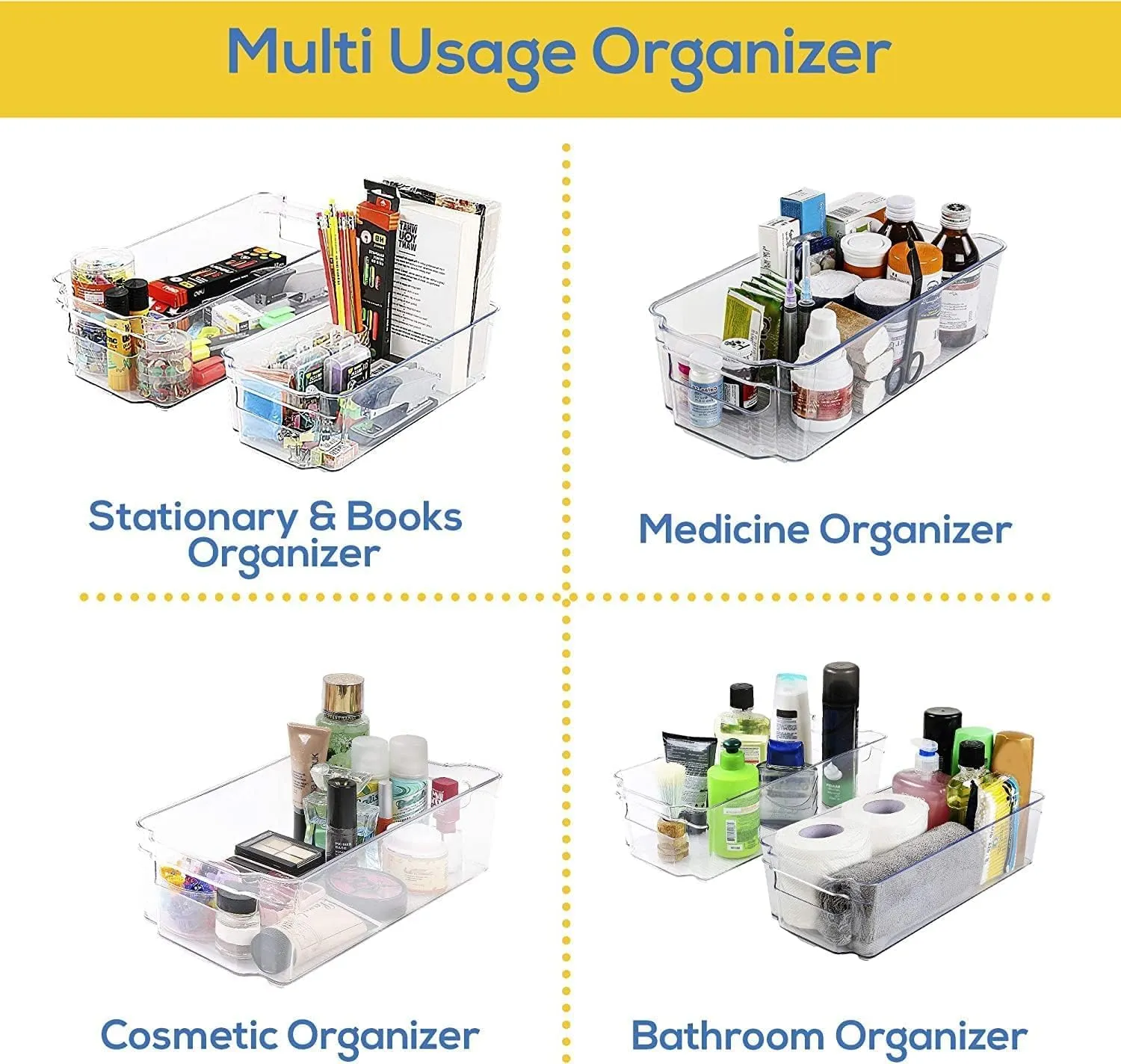 Refrigerator Pantry Organizers, Clear Stackable Pantry Storage Racks for Freezers,Kitchen Countertops and Cabinets (Set of 8 )