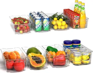 Refrigerator Pantry Organizers, Clear Stackable Pantry Storage Racks for Freezers,Kitchen Countertops and Cabinets (Set of 8 )