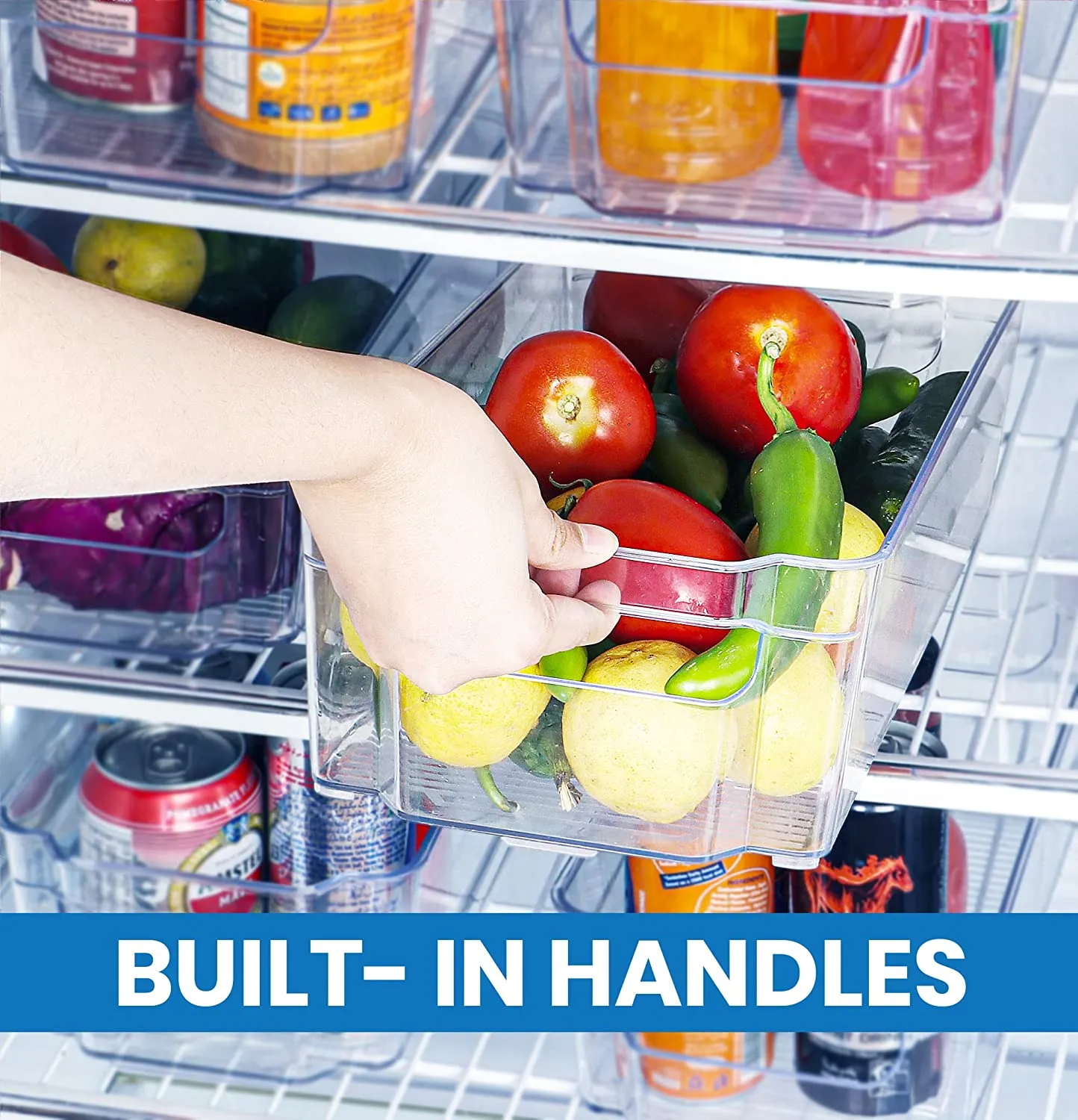 Refrigerator Pantry Organizers, Clear Stackable Pantry Storage Racks for Freezers,Kitchen Countertops and Cabinets (Set of 8 )