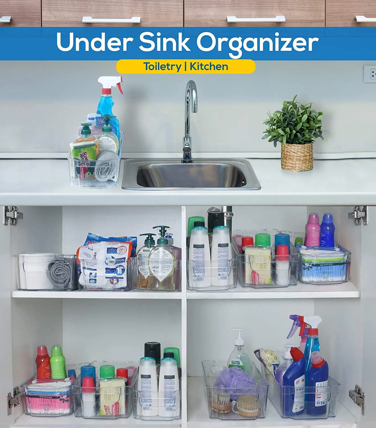Refrigerator Pantry Organizers, Clear Stackable Pantry Storage Racks for Freezers,Kitchen Countertops and Cabinets (Set of 8 )