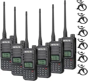 Retevis RT85 Dual Band Two Way Radios with Earpiece, High Power 2 Way Radios Walkie Talkies Long Range, 128 Channel, VOX, Rugged Walkie Talkies for Rescue, Construction, Warehouse(6 Pack)