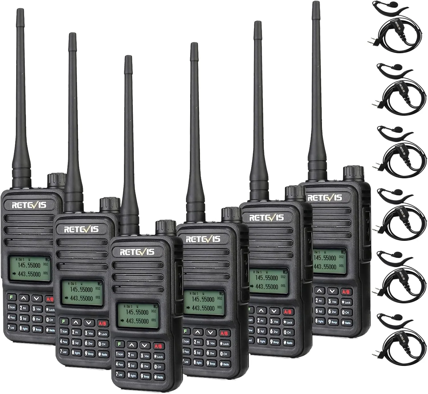Retevis RT85 Dual Band Two Way Radios with Earpiece, High Power 2 Way Radios Walkie Talkies Long Range, 128 Channel, VOX, Rugged Walkie Talkies for Rescue, Construction, Warehouse(6 Pack)