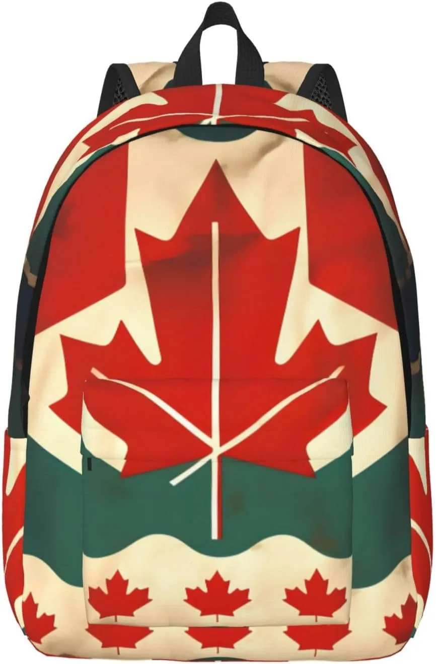 Retro Canada Flag print Duffel Bag, Lightweight Duffel Bag, Casual Backpack, 17.7 x 6.3 x 12.2 inches