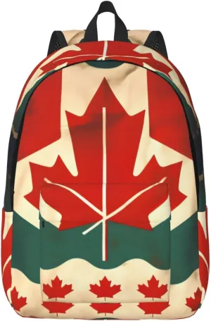 Retro Canada Flag print Duffel Bag, Lightweight Duffel Bag, Casual Backpack, 17.7 x 6.3 x 12.2 inches