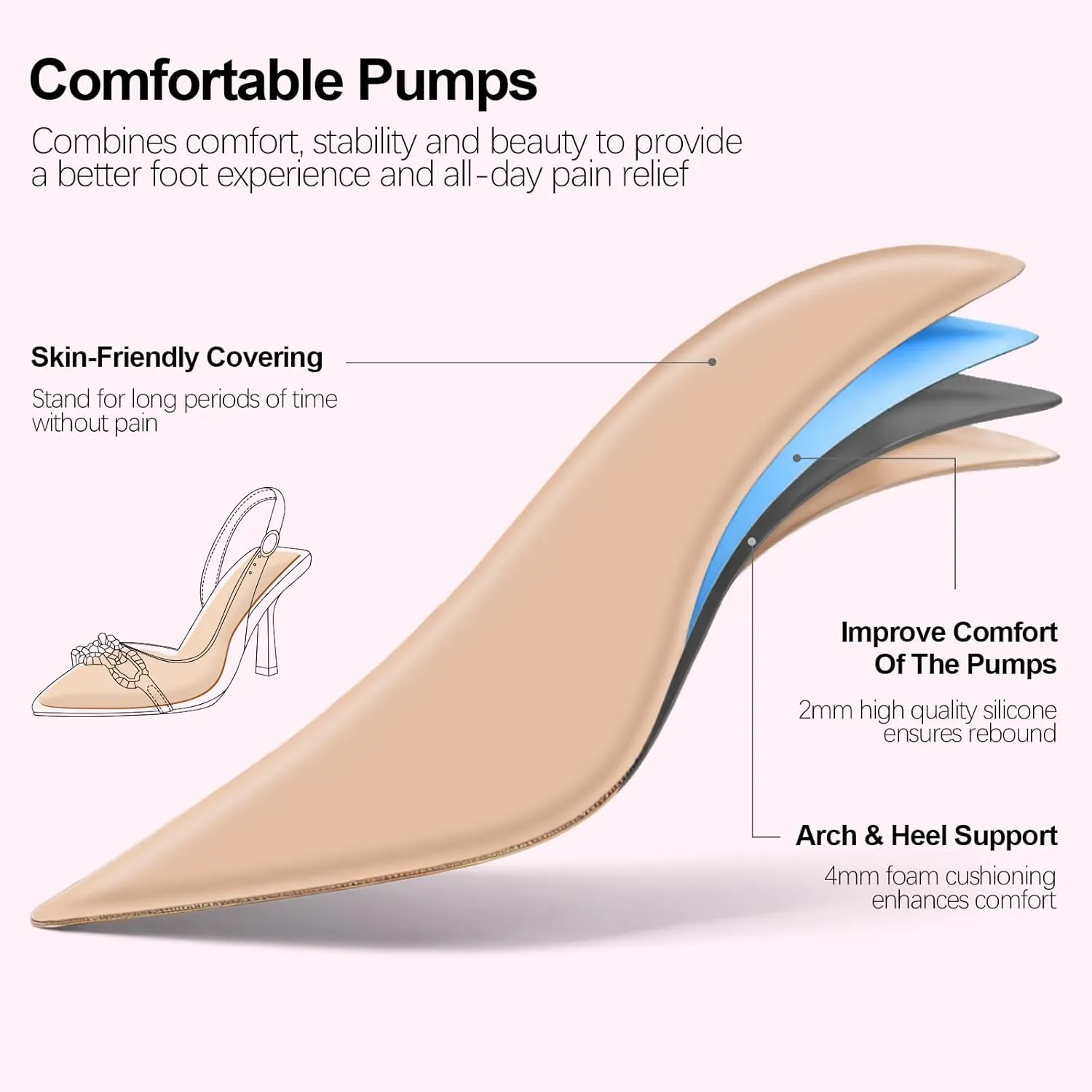Rhinestones Slingback Heels Women Closed Pointed Toe Crystal Bridal Wedding Stiletto Pumps Shoes Slip On Sandals Buckle Strap Kitten Heels Size 6-10