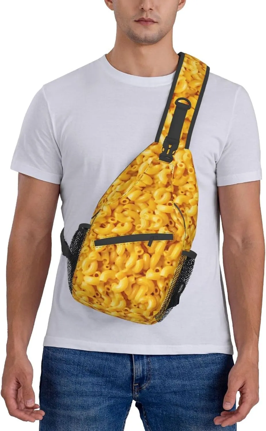 RIMENCH Sling Bag Crossbody Sling Backpack Water Resistant Shoulder Bag Outdoor Travel Hiking Daypack For Men Women (Macaroni and Cheese)
