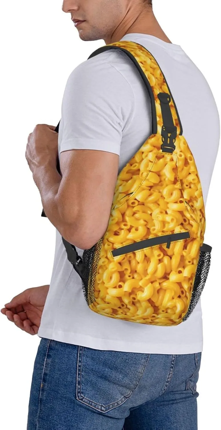 RIMENCH Sling Bag Crossbody Sling Backpack Water Resistant Shoulder Bag Outdoor Travel Hiking Daypack For Men Women (Macaroni and Cheese)