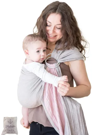 Ring Sling Baby Carrier 100% Cotton Muslin Front and Chest Newborn to Toddler Carrier and Baby Sling (Grey Rose)