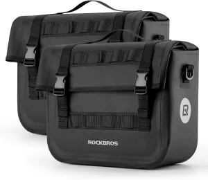 ROCKBROS Bike Panniers 15L Capacity Waterproof Bike Rack Bag Bicycle Panniers for Cycling Commuting Bikepacking Black 2PCS