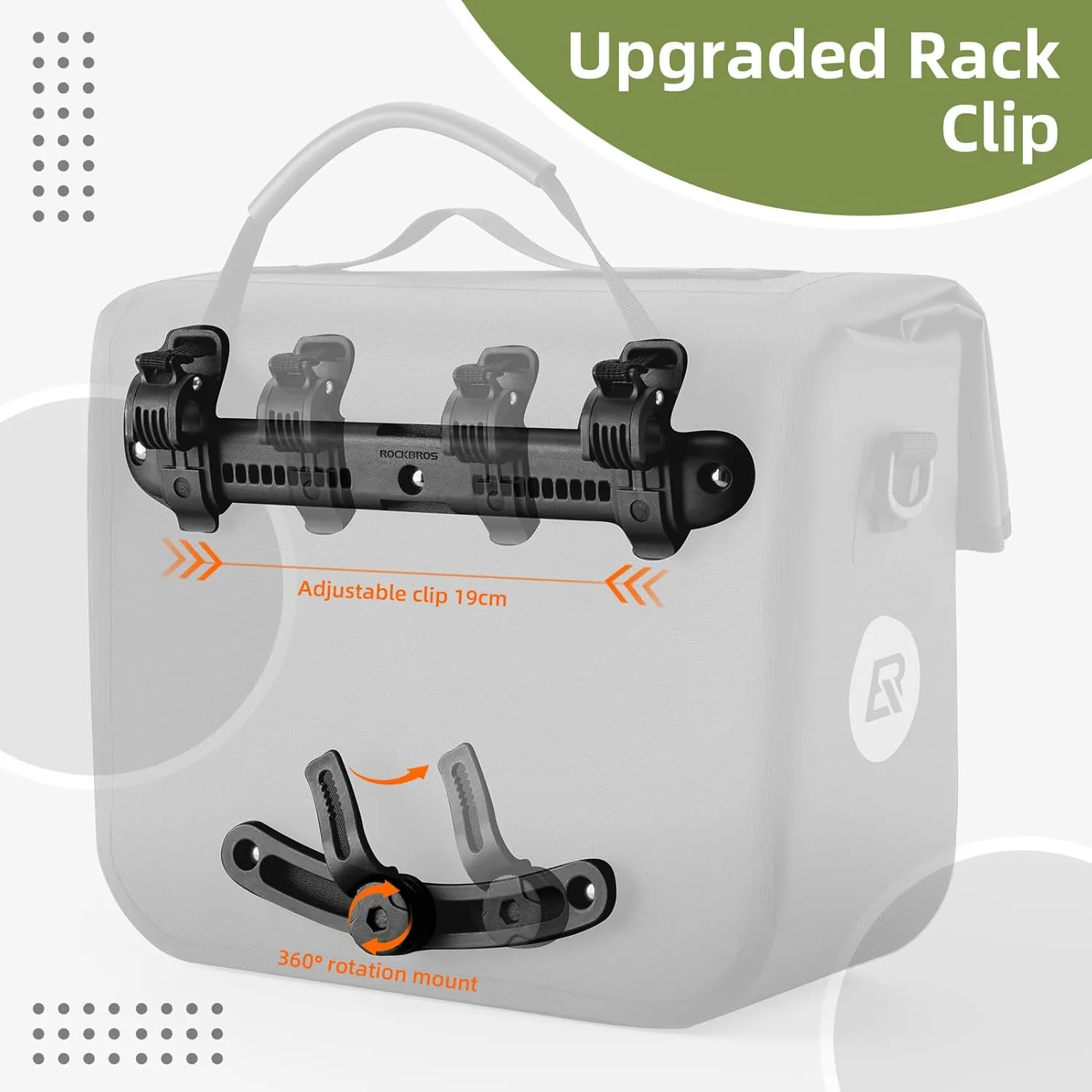ROCKBROS Bike Panniers 15L Capacity Waterproof Bike Rack Bag Bicycle Panniers for Cycling Commuting Bikepacking Black 2PCS