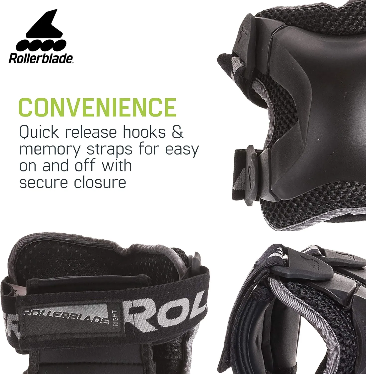 Rollerblade X Gear 3 Pack Protective Gear, Knee Pads, Elbow Pads and Wrist Guards, Inline Skating, Multi Sport Protection, Unisex, Black