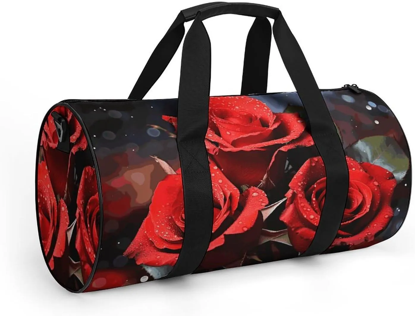 Romantic Red Roses Gym Bag Small Travel Duffle Bag with Compartment Carry On Weekender Bag for Women Men