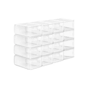 Rootz Shoe Box Set - Plastic Shoe Organizers - Stackable Shoe Containers - Dust & Moisture Protection - Fits Shoes Up to Size 41 - 21.5cm x 32.5cm x 13.5cm