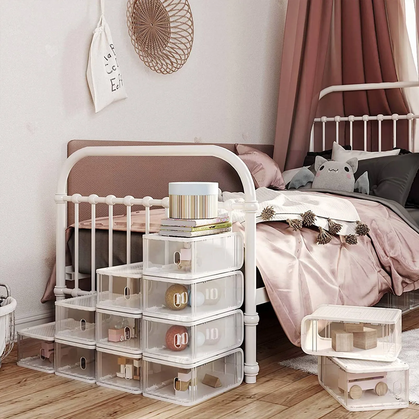 Rootz Shoe Box Set - Plastic Shoe Organizers - Stackable Shoe Containers - Dust & Moisture Protection - Fits Shoes Up to Size 41 - 21.5cm x 32.5cm x 13.5cm