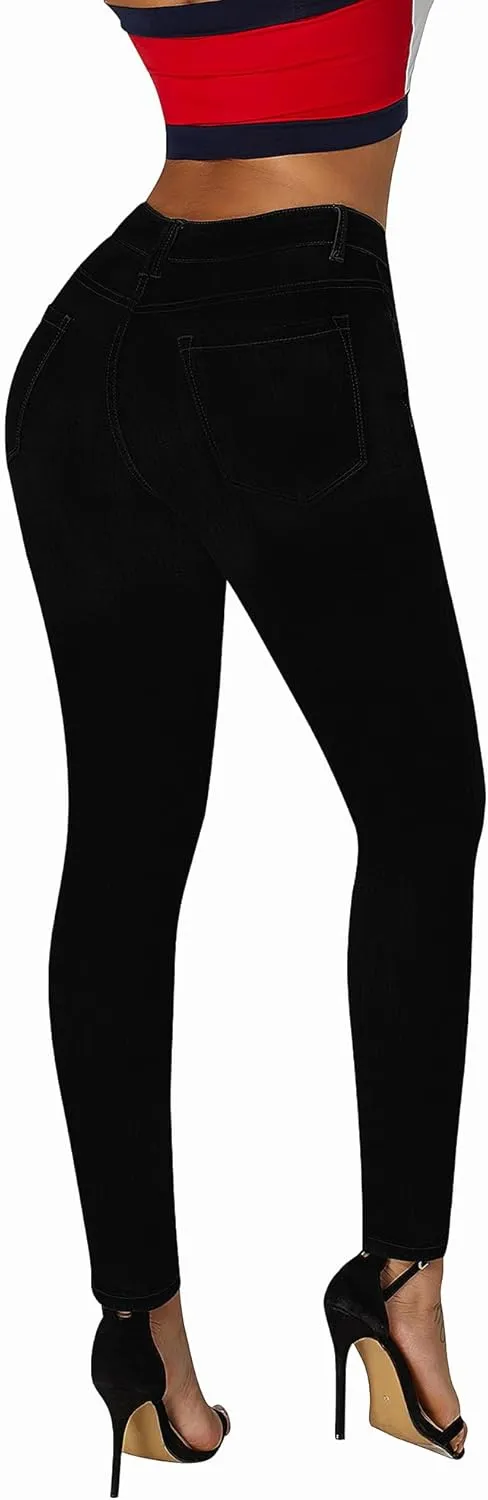 roswear Women's Essentials Ripped Mid Rise Destroyed Skinny Jeans