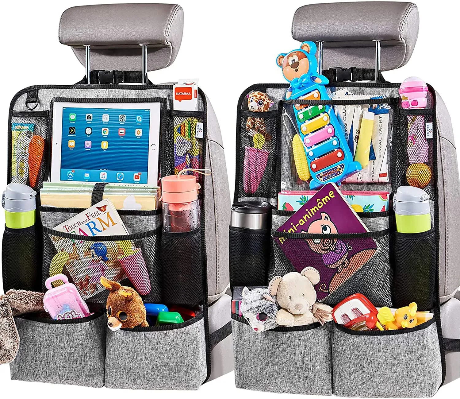 Rynx | Package with 2 Backseat Car Organizers, Kick Mats Backseat Protector with Touchscreen Tablet Holder