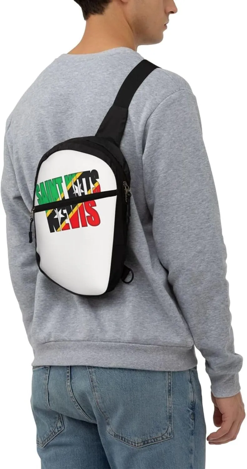Saint Kitts Nevis Flag Crossbody Bag Portable Sling Bags Foldable Chest Daypack Reusable Sports Shoulder Backpack Diagonally Casual Rucksack Travel Bag