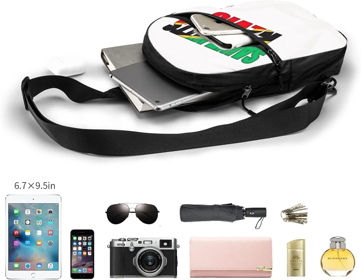 Saint Kitts Nevis Flag Crossbody Bag Portable Sling Bags Foldable Chest Daypack Reusable Sports Shoulder Backpack Diagonally Casual Rucksack Travel Bag