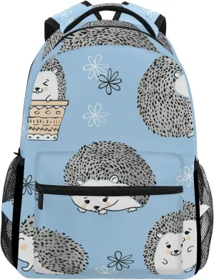senya Cute Watercolor Hedgehogs Blue Fantasy Backpack School Bag Travel Daypack One Size