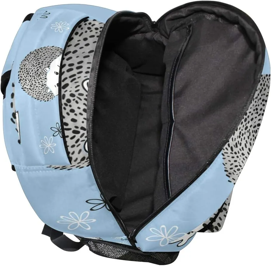 senya Cute Watercolor Hedgehogs Blue Fantasy Backpack School Bag Travel Daypack One Size