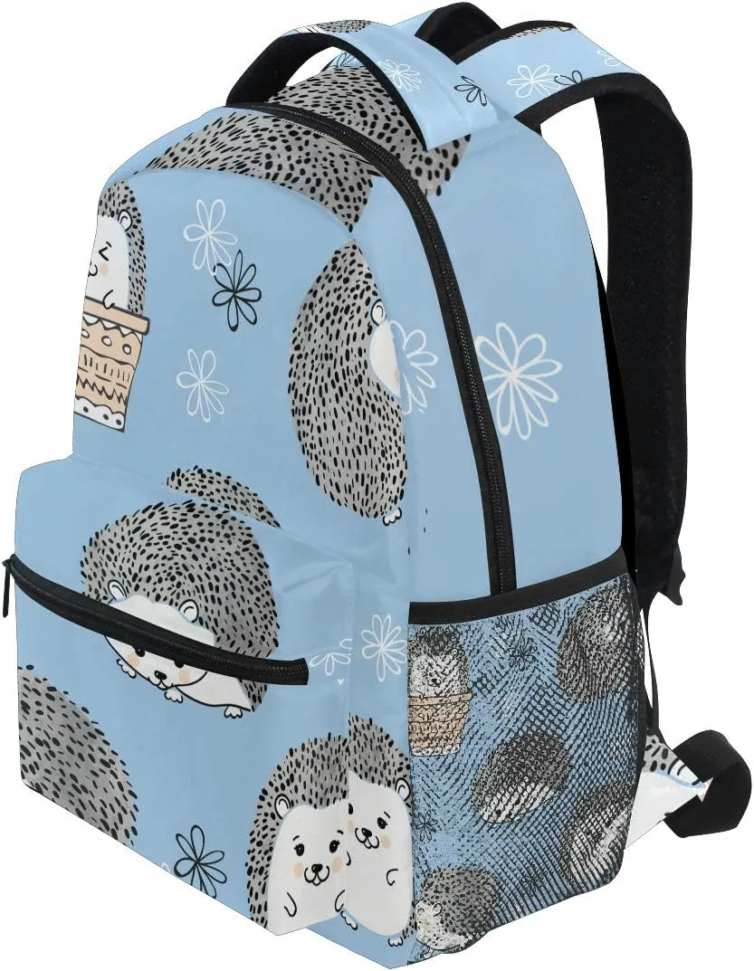 senya Cute Watercolor Hedgehogs Blue Fantasy Backpack School Bag Travel Daypack One Size