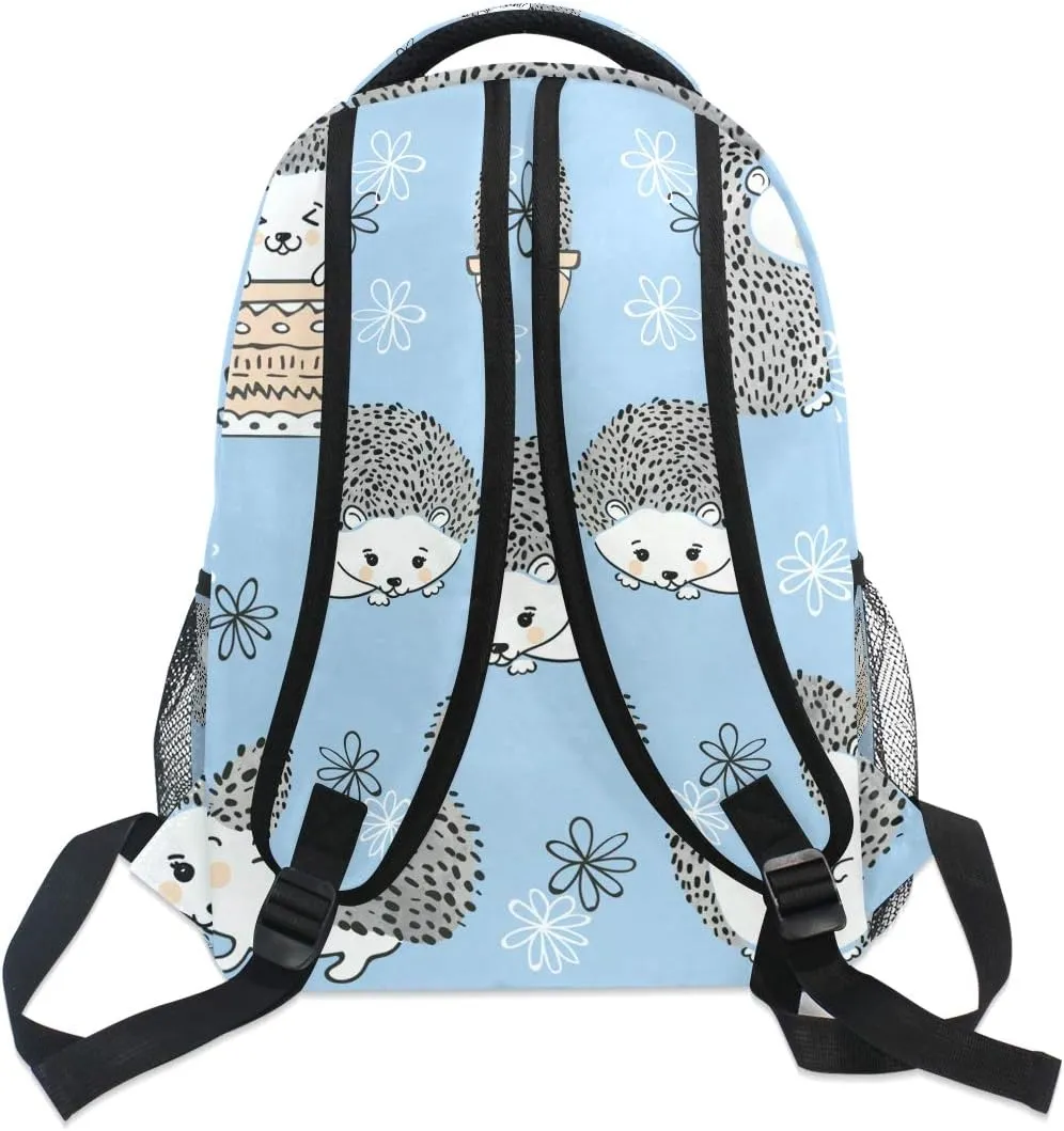 senya Cute Watercolor Hedgehogs Blue Fantasy Backpack School Bag Travel Daypack One Size