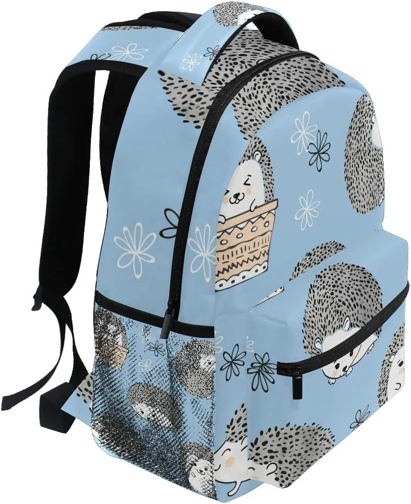 senya Cute Watercolor Hedgehogs Blue Fantasy Backpack School Bag Travel Daypack One Size