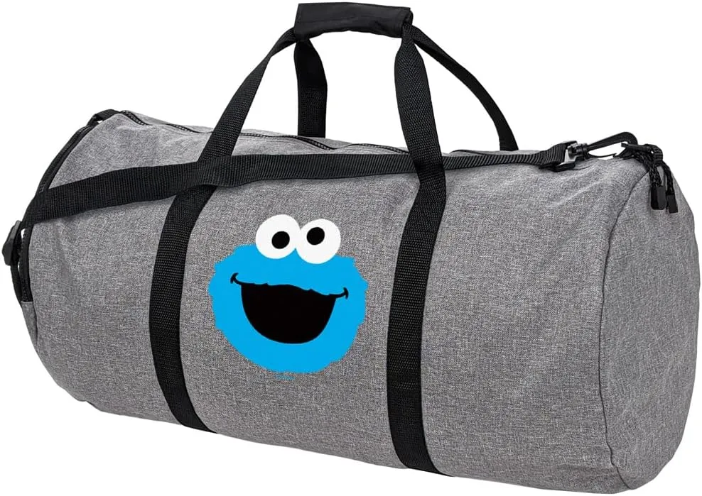 Sesame Street Cookie Monster Head Lightweight Duffel Bag for Sports and Gym Packable for Travel