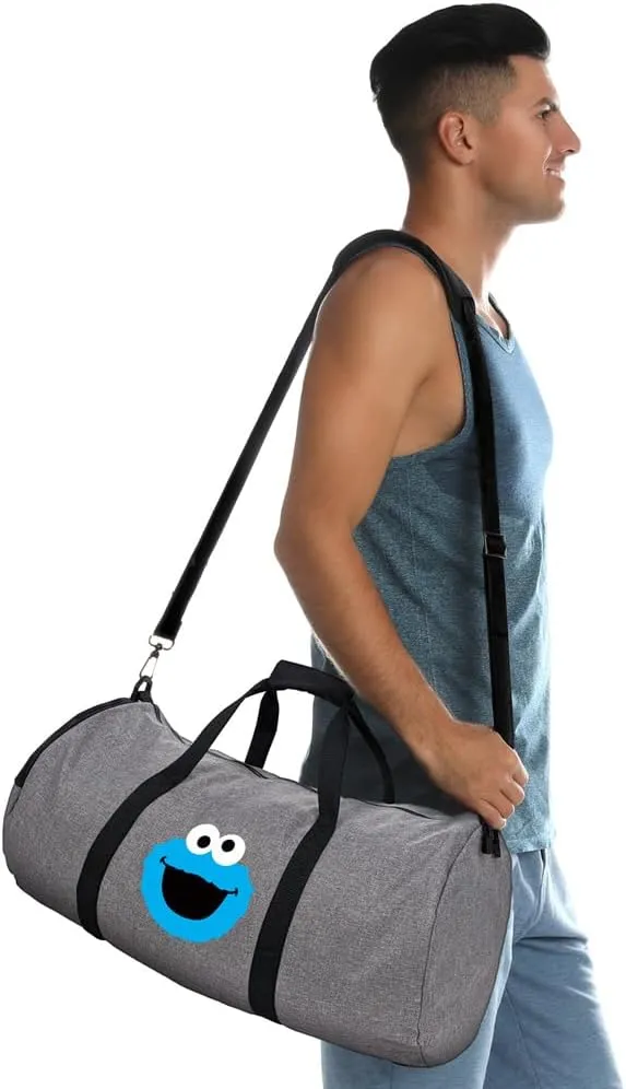 Sesame Street Cookie Monster Head Lightweight Duffel Bag for Sports and Gym Packable for Travel