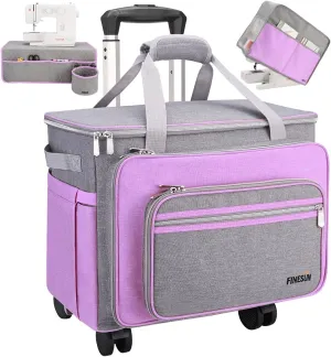 Sewing Machine Case with Wheels, Detachable Rolling Sewing Machine Carrying Case on Wheels, Rolling Trolley Tote with Multi Storage Pockets for Most Standard Sewing Machine and Accessories