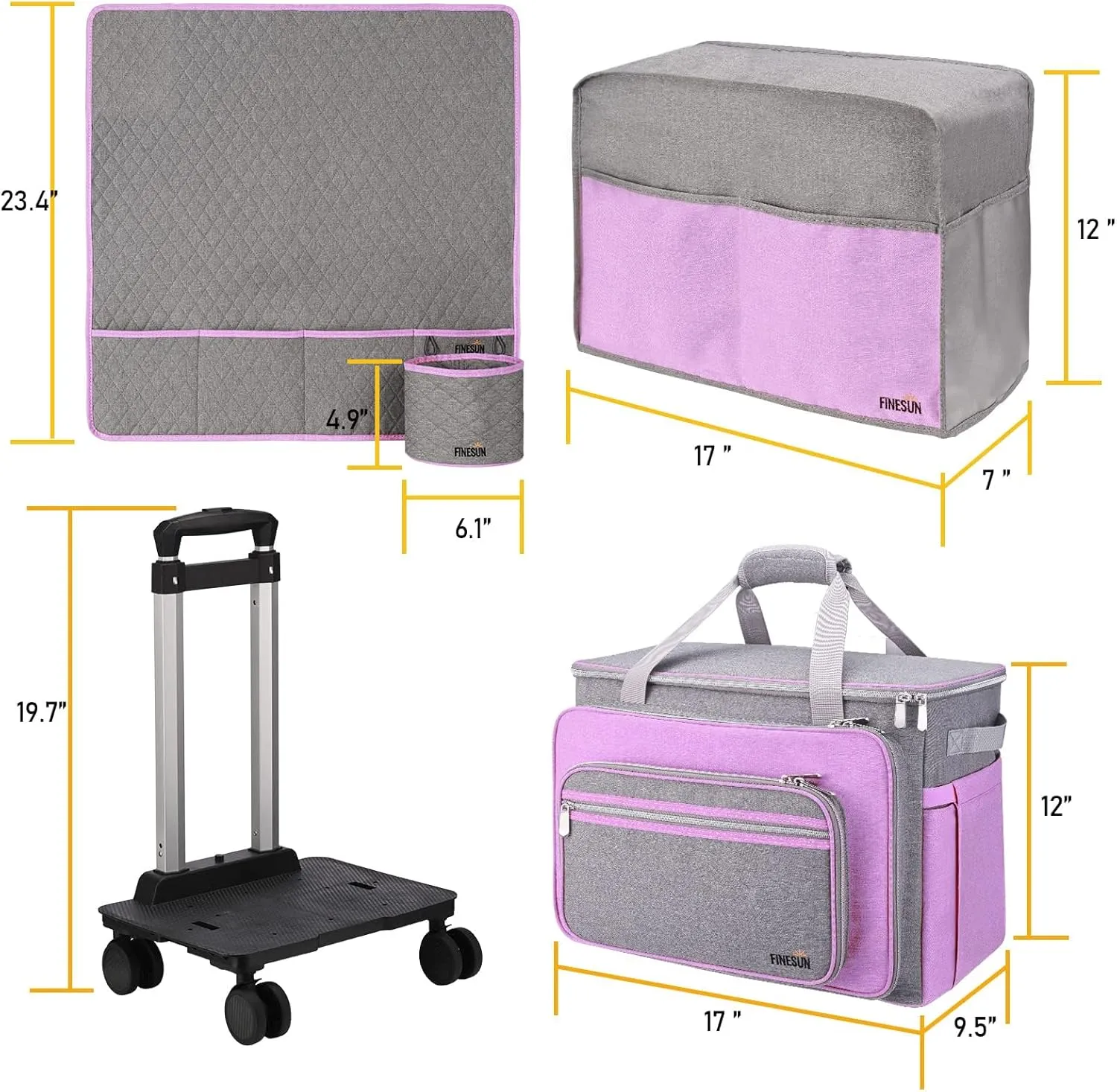 Sewing Machine Case with Wheels, Detachable Rolling Sewing Machine Carrying Case on Wheels, Rolling Trolley Tote with Multi Storage Pockets for Most Standard Sewing Machine and Accessories