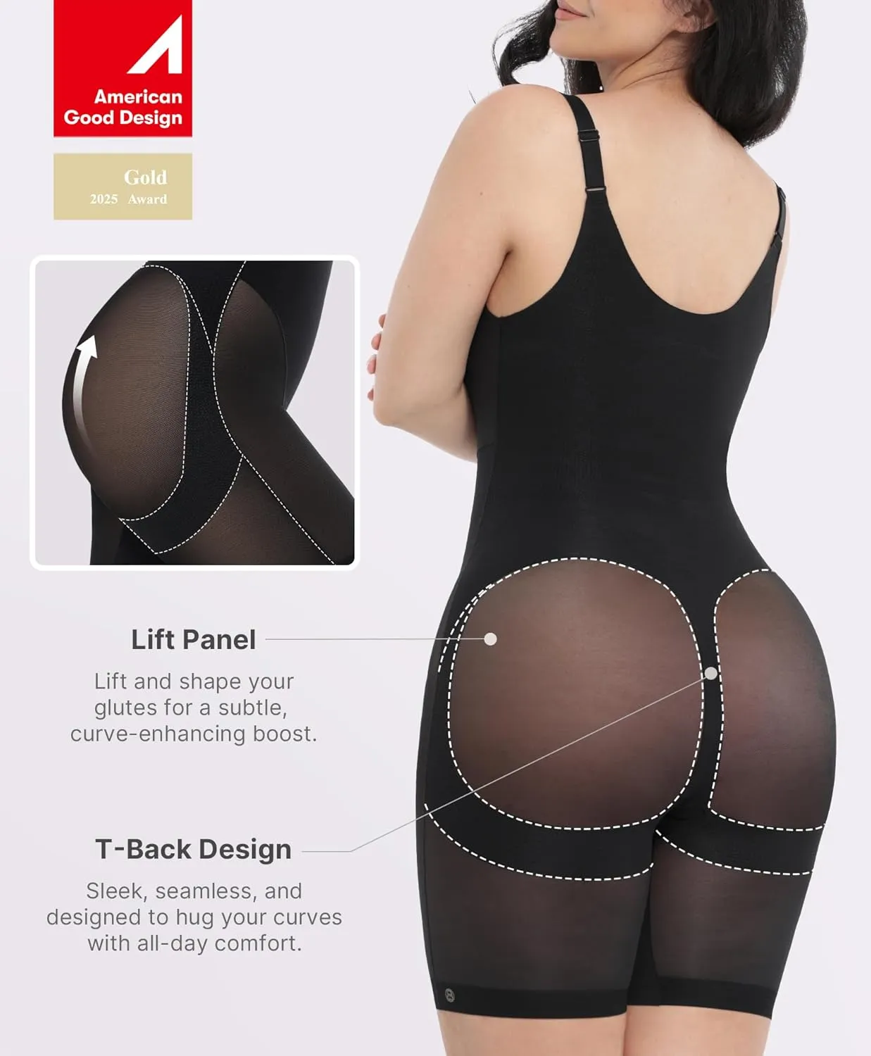 SHAPELLX Women Shapewear Bodysuit Tummy Control Body Shaper Butt Lifting Seamless Sculpting Body Suit