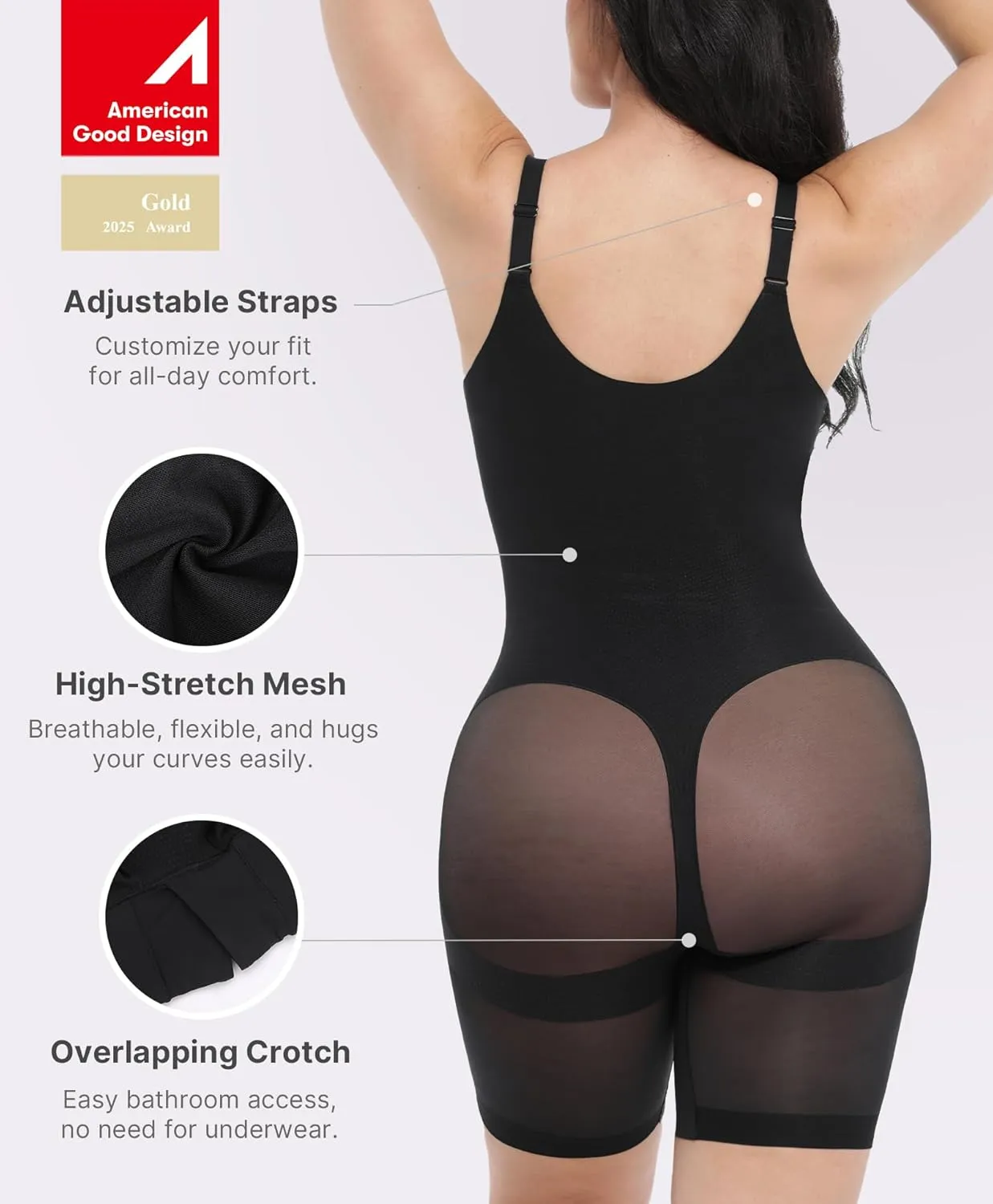 SHAPELLX Women Shapewear Bodysuit Tummy Control Body Shaper Butt Lifting Seamless Sculpting Body Suit