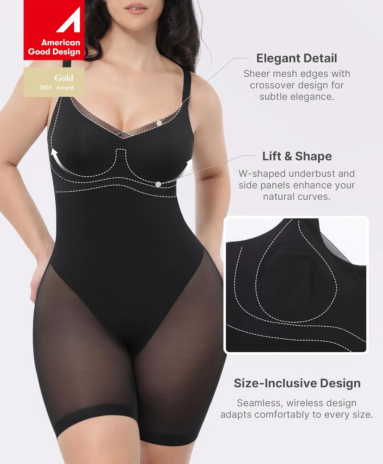 SHAPELLX Women Shapewear Bodysuit Tummy Control Body Shaper Butt Lifting Seamless Sculpting Body Suit