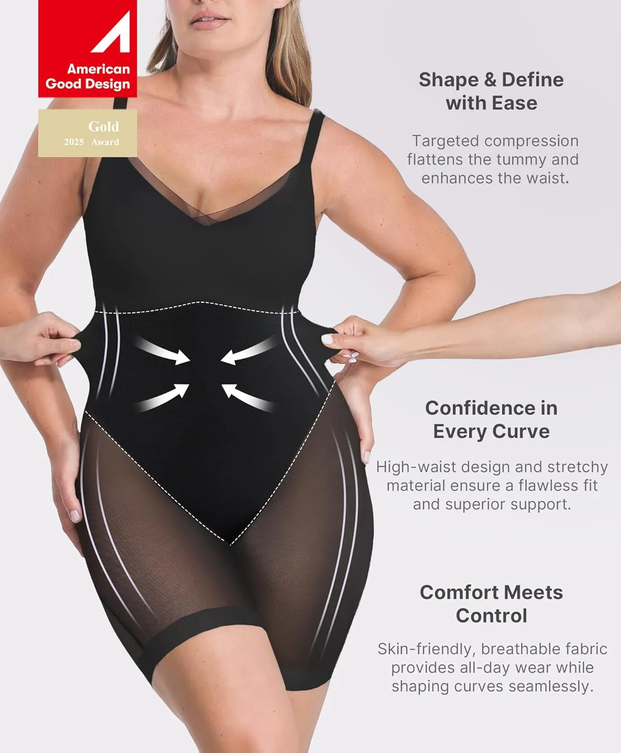 SHAPELLX Women Shapewear Bodysuit Tummy Control Body Shaper Butt Lifting Seamless Sculpting Body Suit