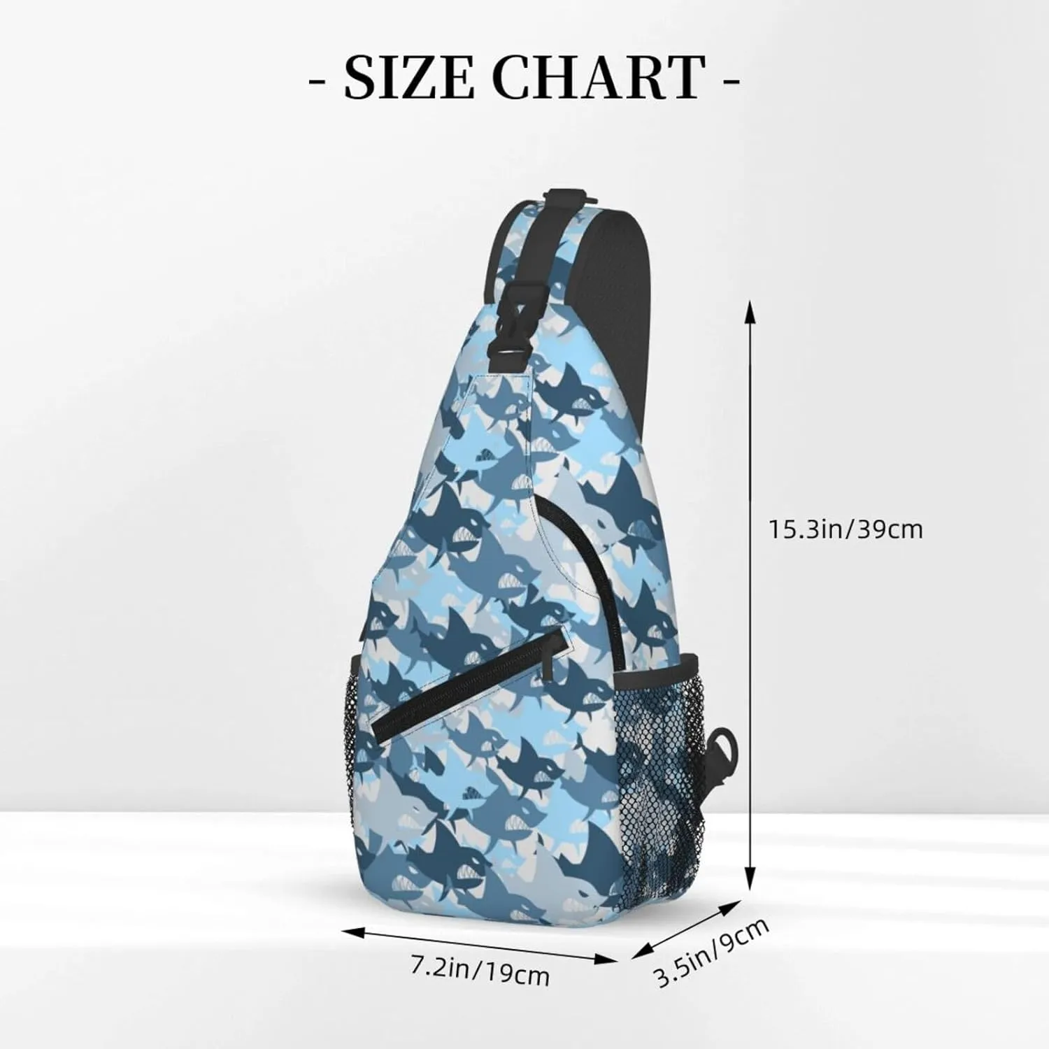 Shark Military Army Background Of Fish Chest Sling Bag Crossbody Shoulder Backpack Bag Gym Cycling Travel Hiking Daypack Cross Bag