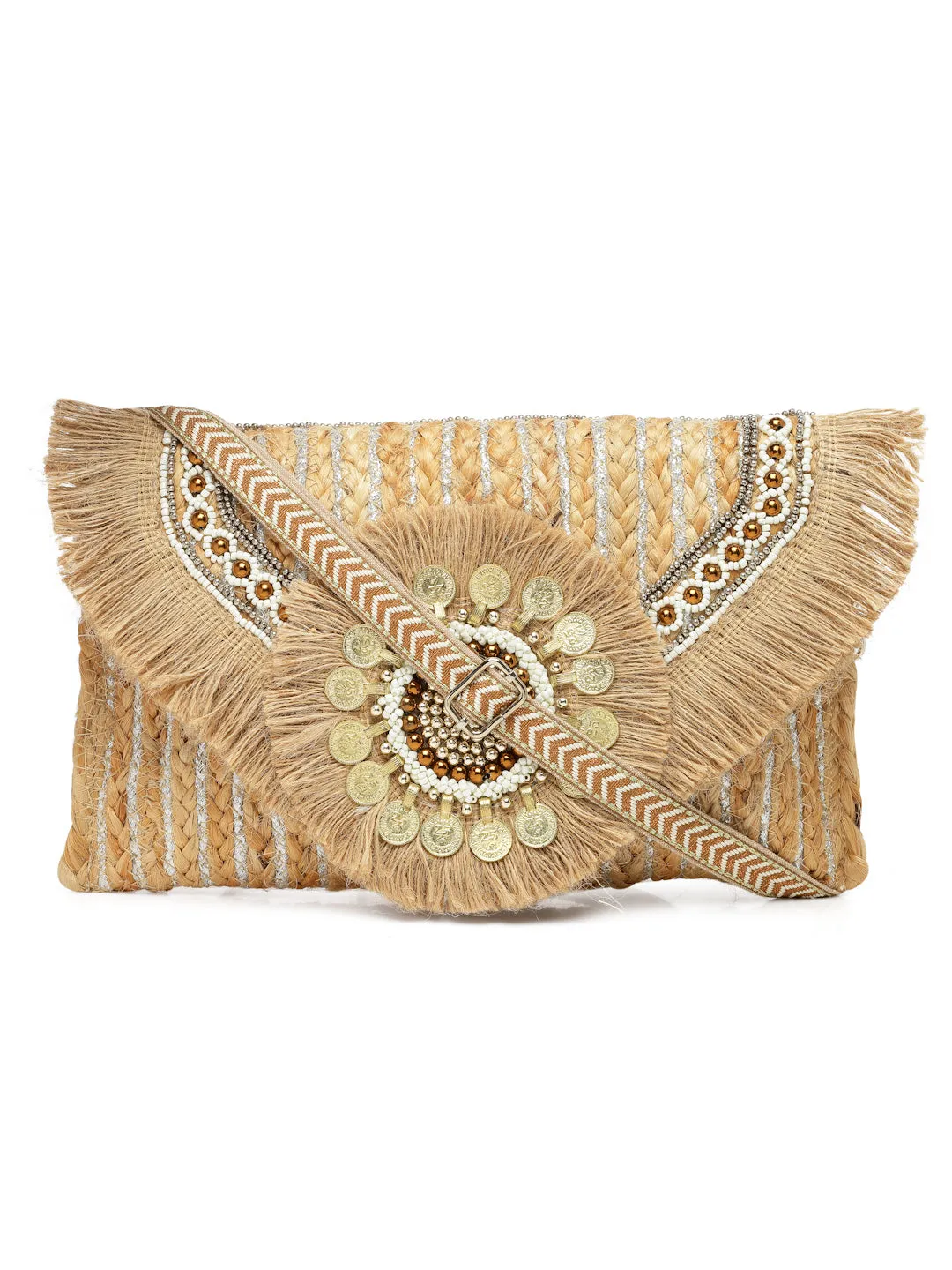 Sisal Embellished Jute Sling Bag