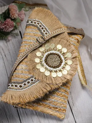 Sisal Embellished Jute Sling Bag