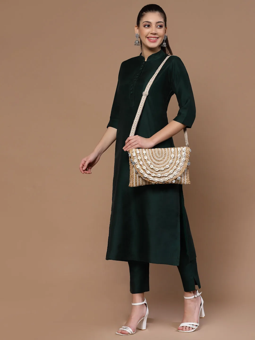Sisal Embellished Jute Sling Bag