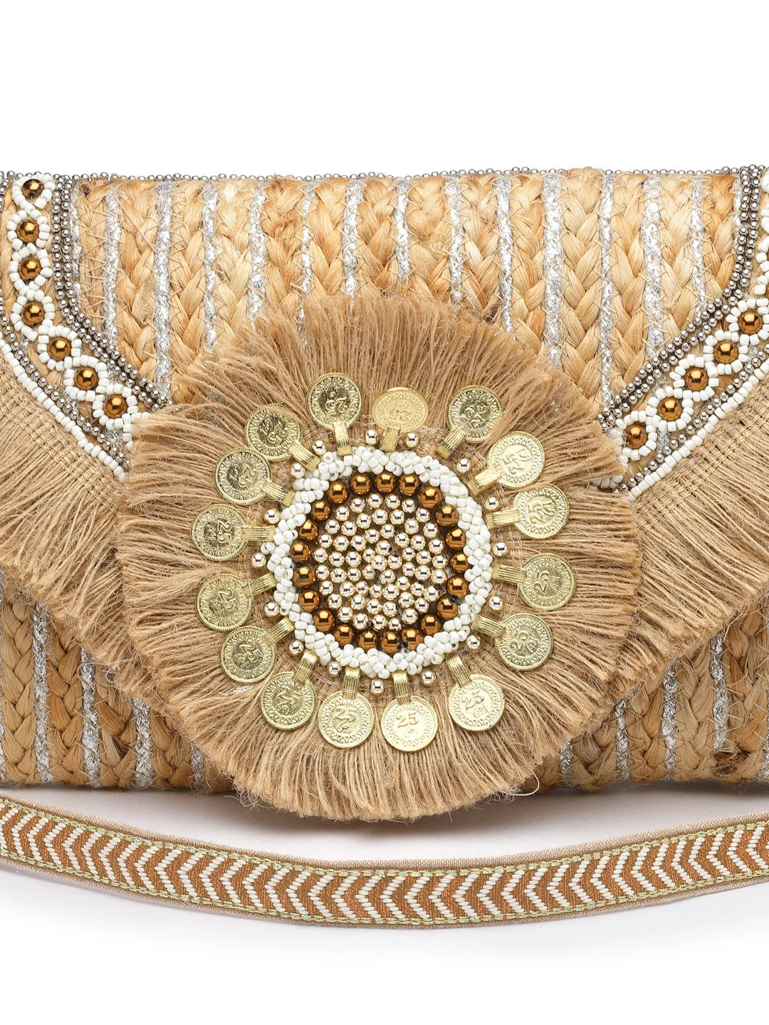 Sisal Embellished Jute Sling Bag