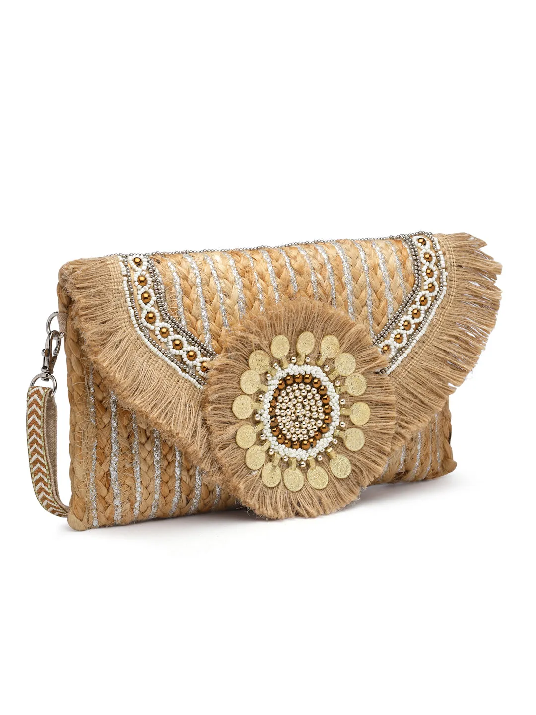 Sisal Embellished Jute Sling Bag