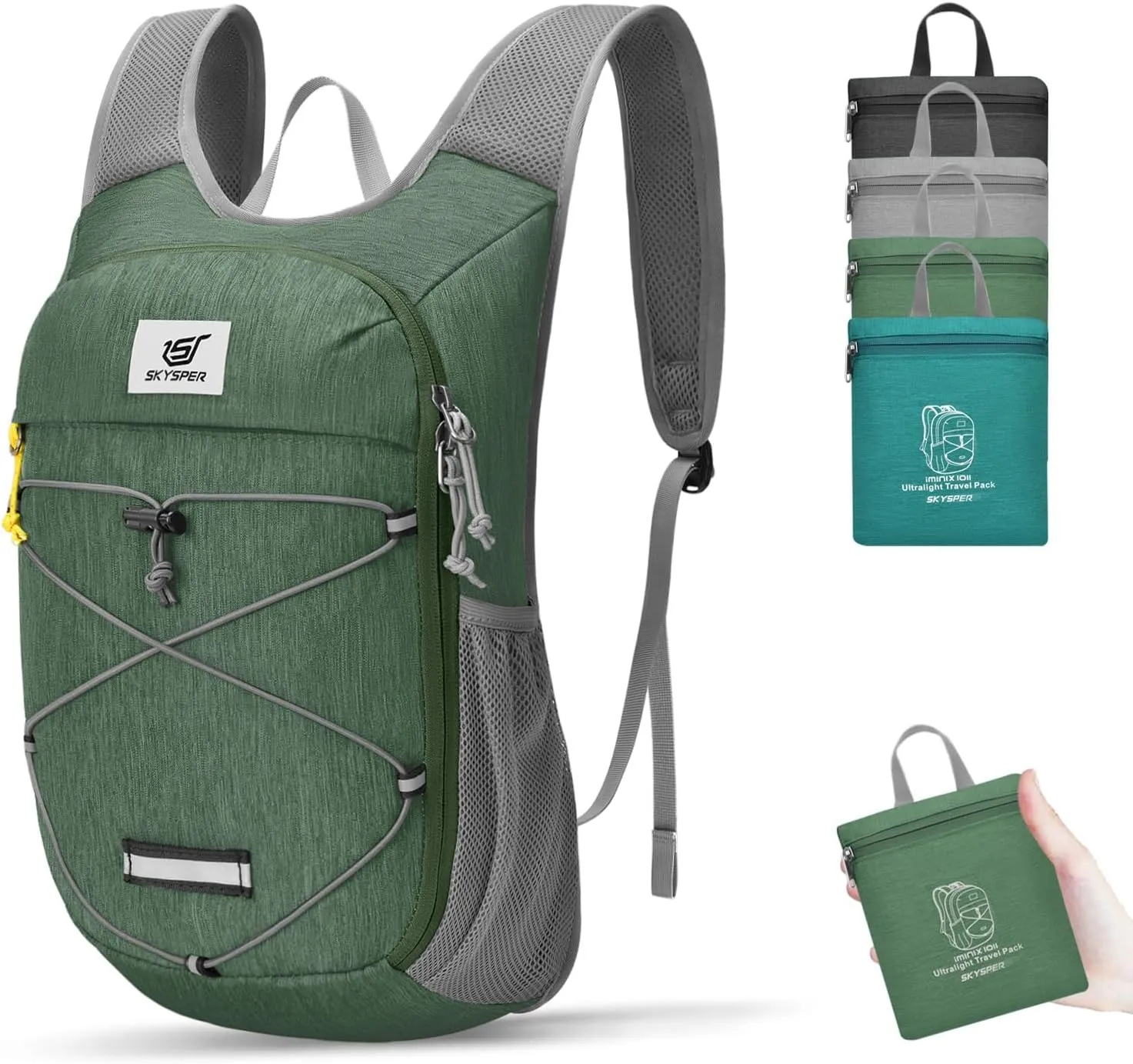 SKYSPER Foldable Hiking Backpack - 10L Small Lightweight Daypack Breathable Travel Backpacks for Men Women